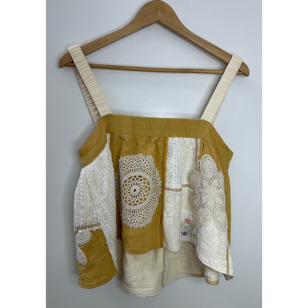 POL Patchwork Floral Embroidered Crochet Lace Cami Top & Wide Leg Pants Set S - Picture 5 of 16